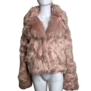 Guess Women's Pink Faux Fur Jacket Size Medium